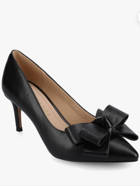Journee Collection Shoes - New Journee Crystol Classic Black Bow Pointed-Toe Pumps - Women Size 9WD